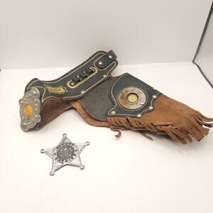 Wyatt Earp Leather Cap Gun Holster and Deputy Sheriff Star